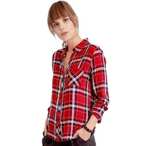 Rails Hunter Crimson Navy Plaid Button Down Shirt
